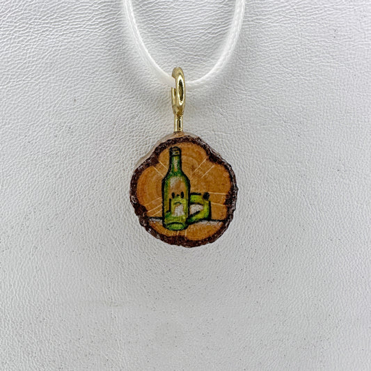 Bar Frog Wooden Slice Pendant