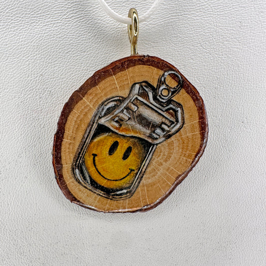 Can Of Joy Wooden Slice Pendant