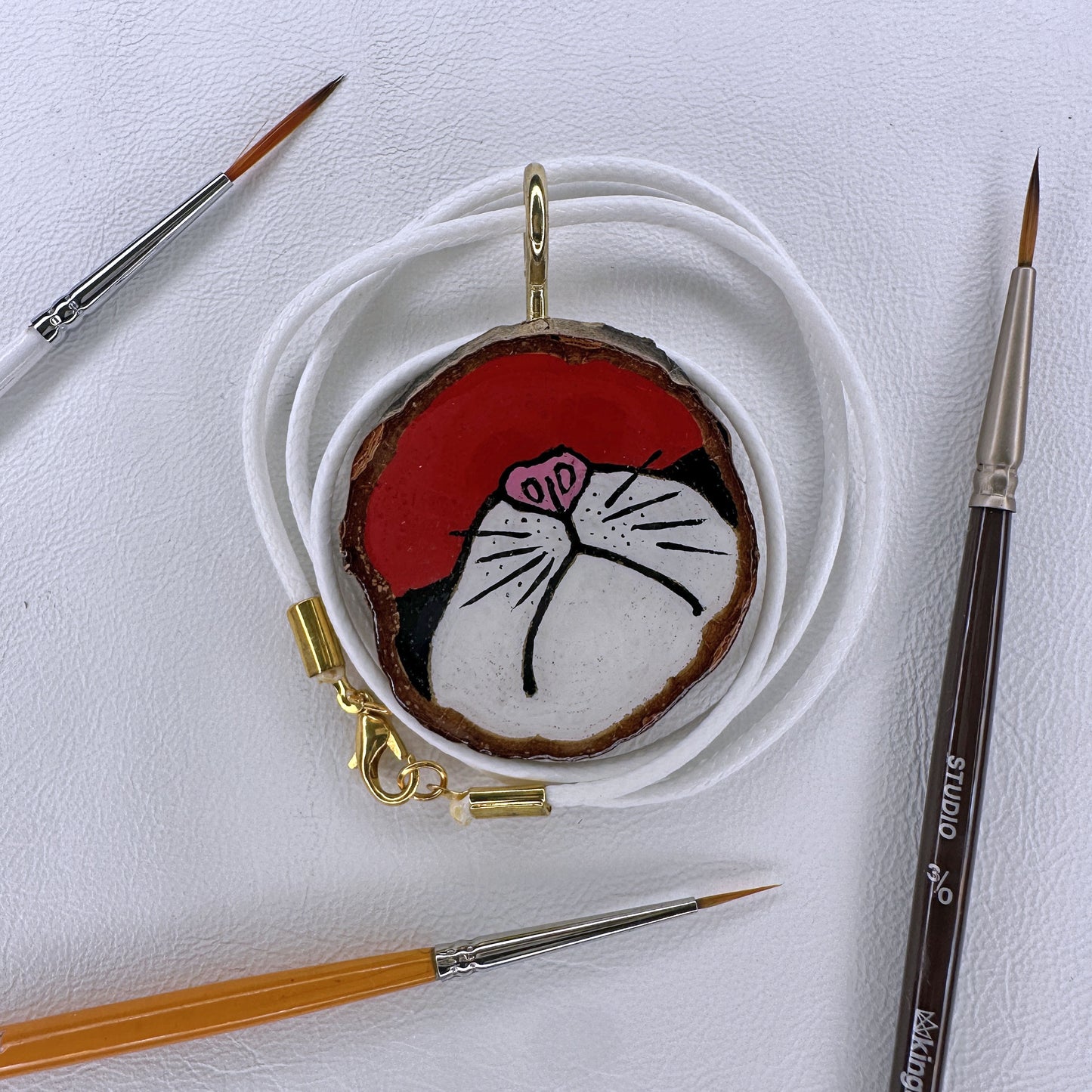 Cat Muzzle Wooden Slice Pendant