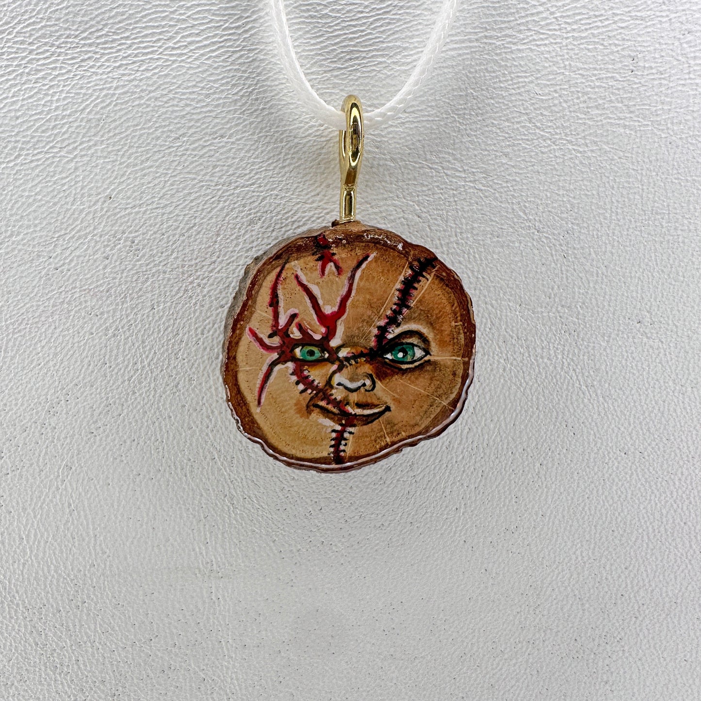 Child's Play Chucky Wooden Slice Pendant
