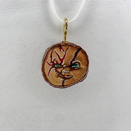 Child's Play Chucky Wooden Slice Pendant