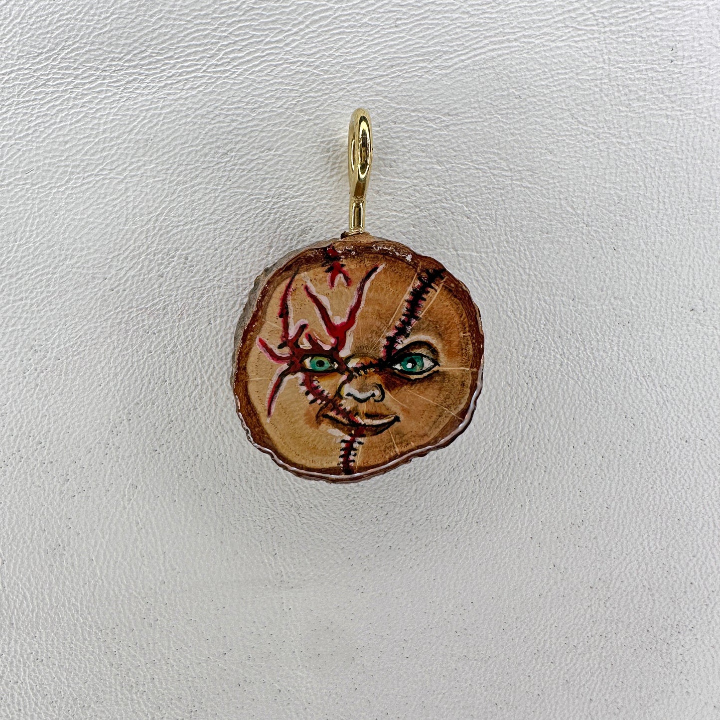 Child's Play Chucky Wooden Slice Pendant
