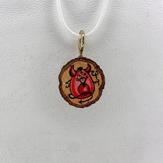 Deviled Egg Wooden Slice Pendant