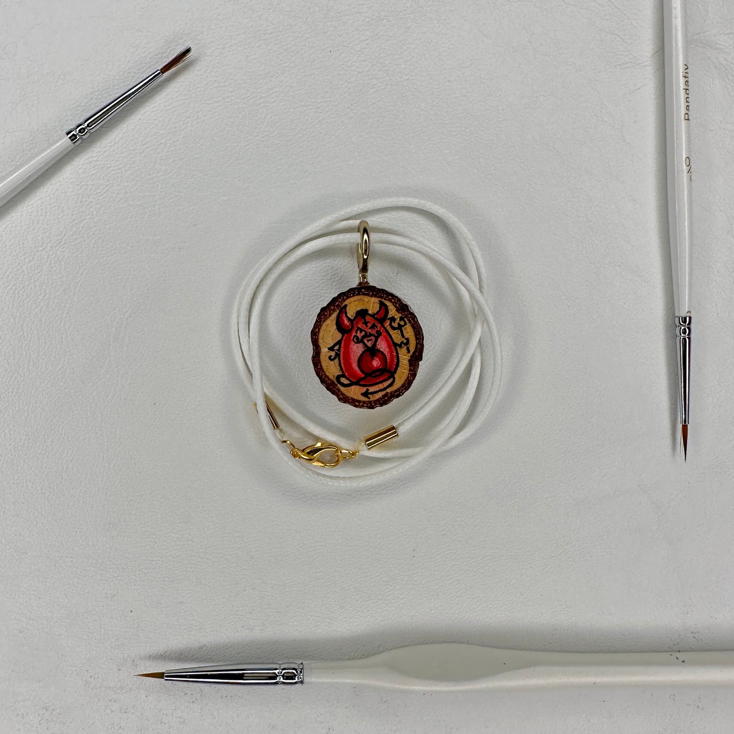 Deviled Egg Wooden Slice Pendant