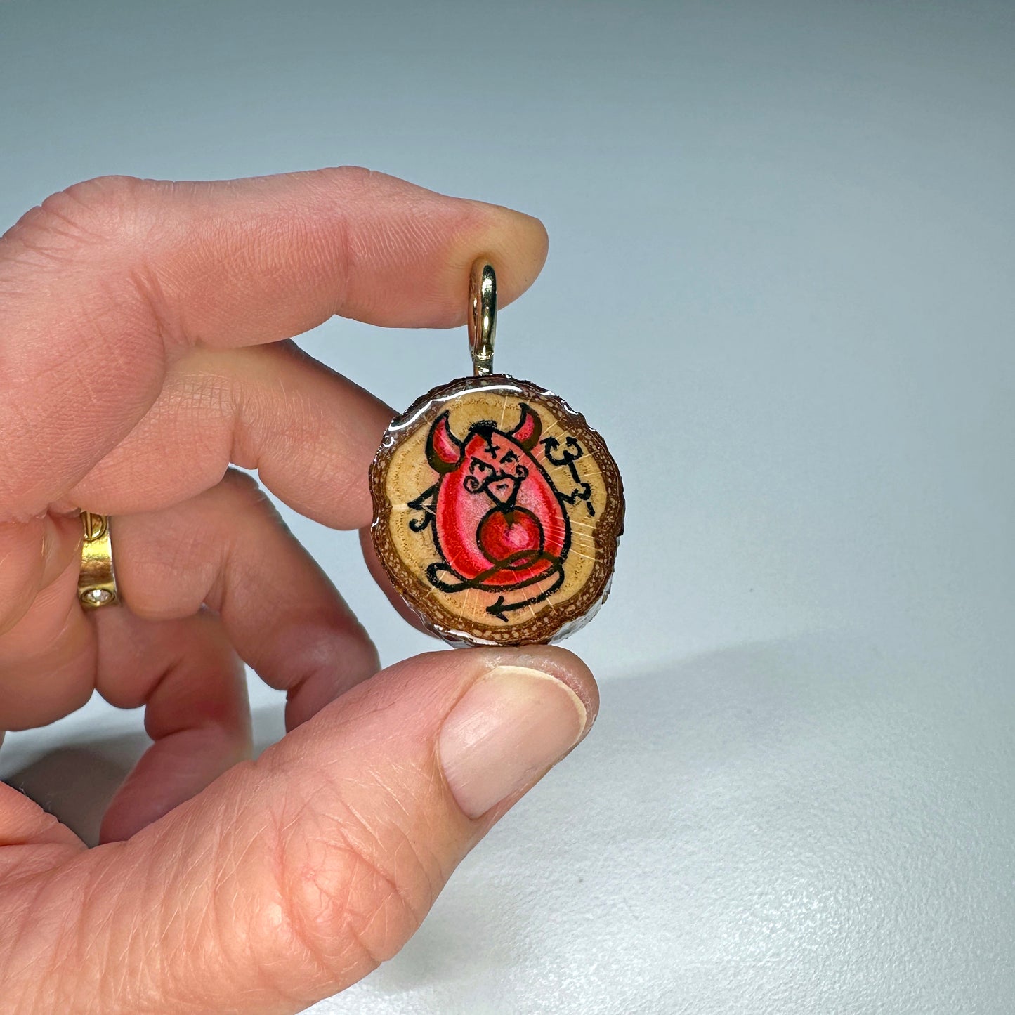 Deviled Egg Wooden Slice Pendant