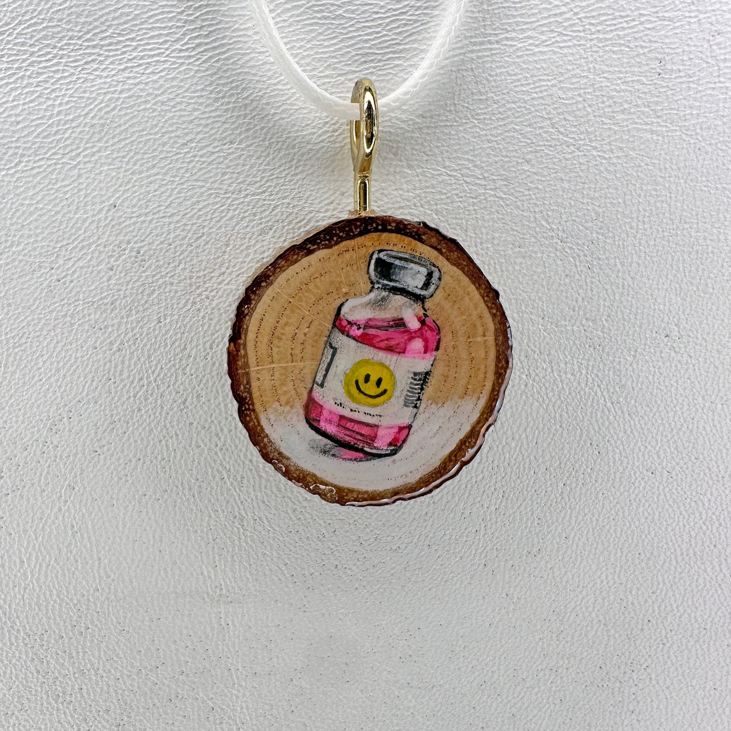 Happy Juice Wooden Slice Pendant