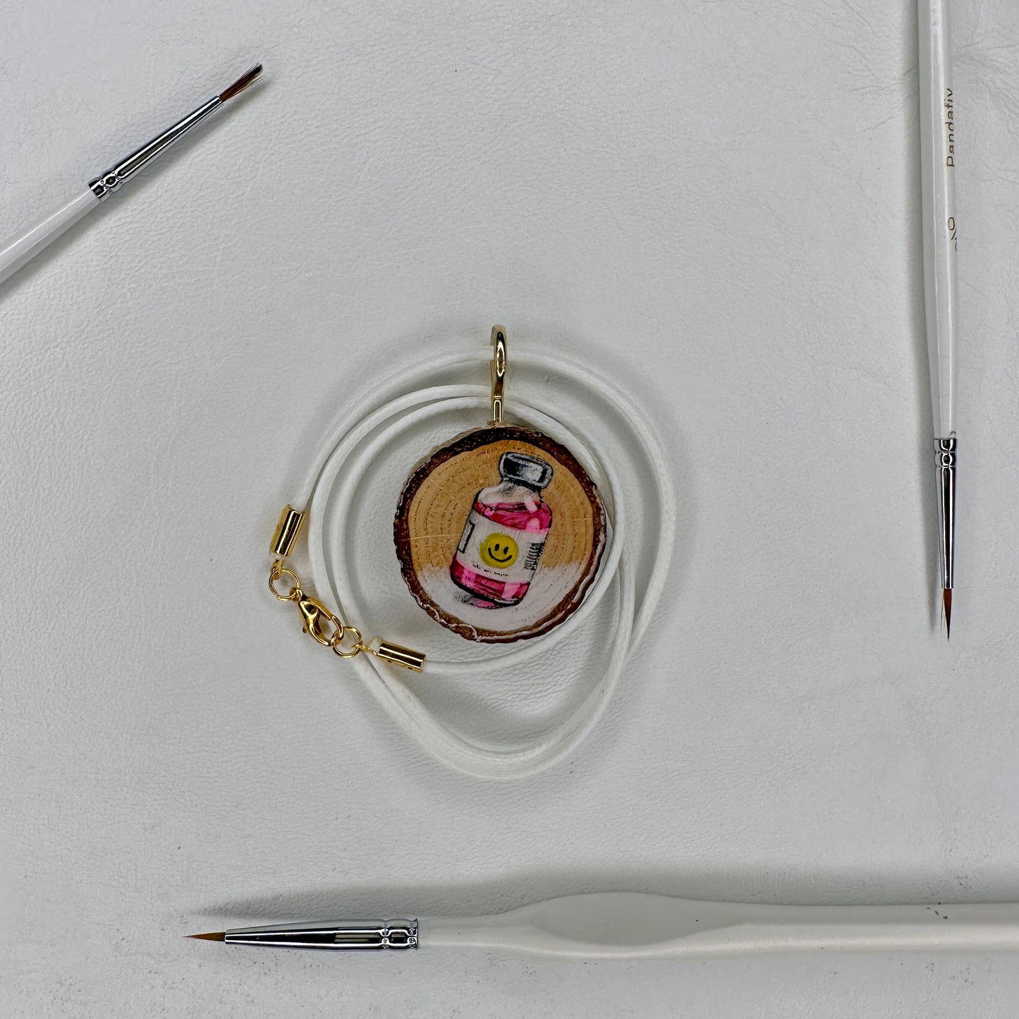 Happy Juice Wooden Slice Pendant