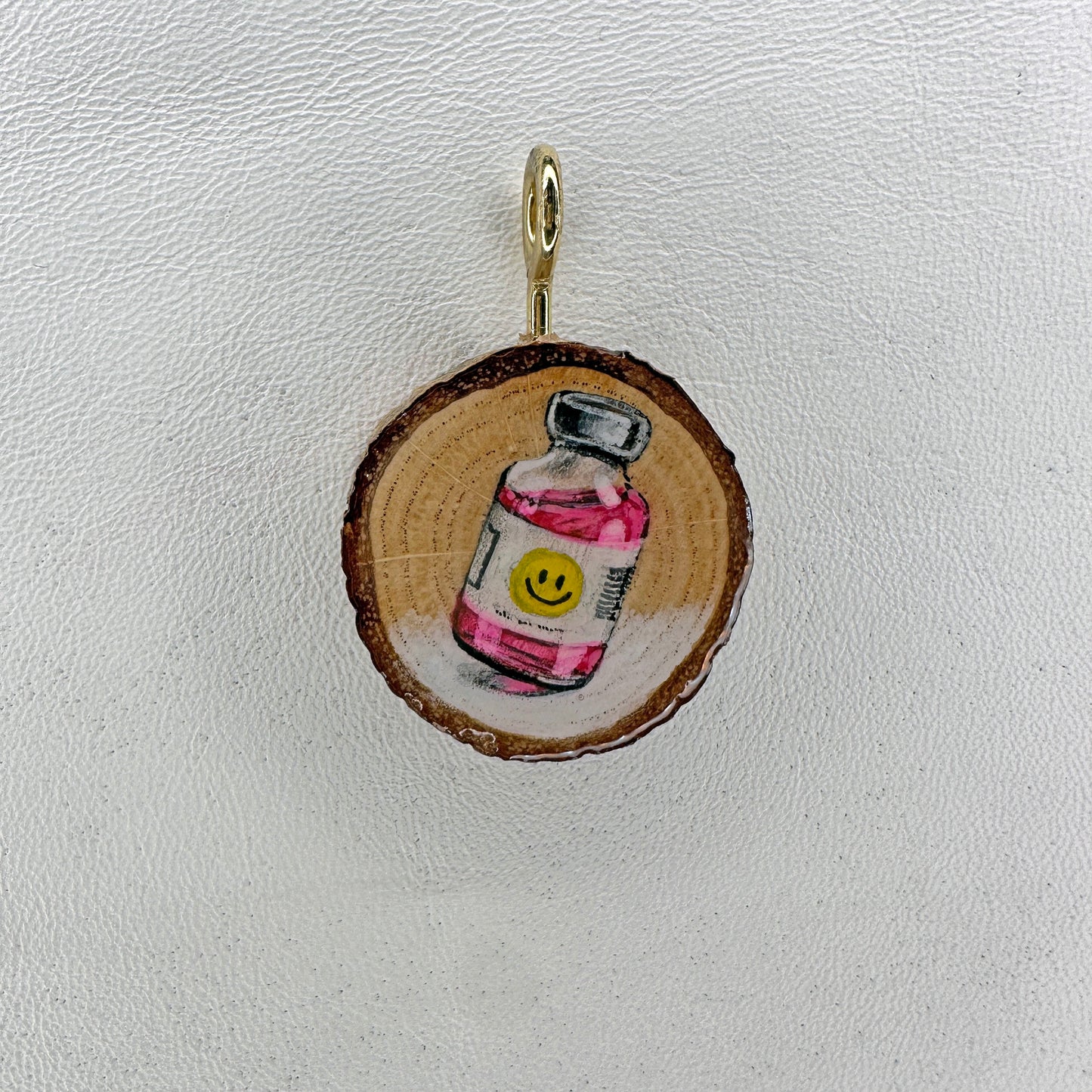 Happy Juice Wooden Slice Pendant