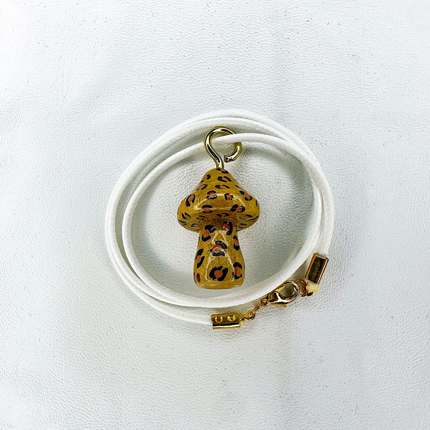 Leopard Spots Wooden Mushroom Pendant
