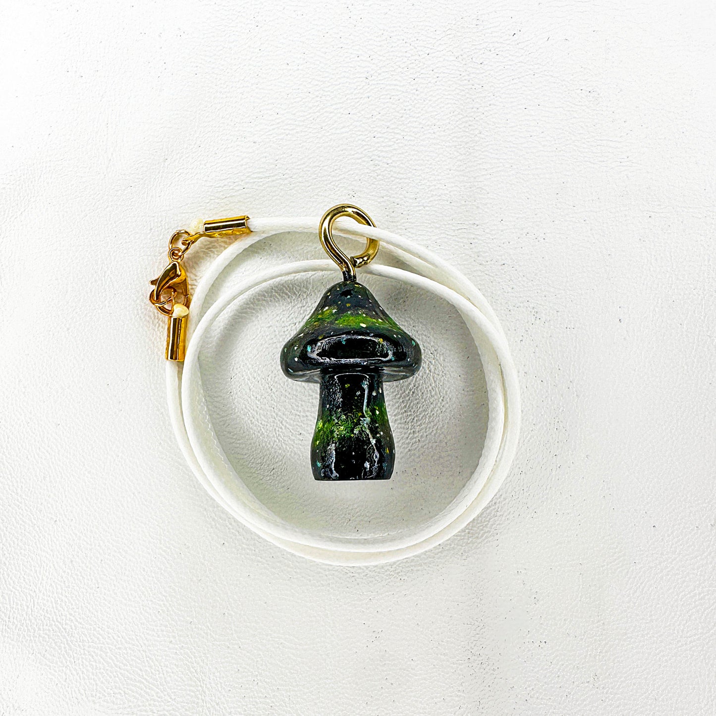 Outer Space Wooden Mushroom Pendant