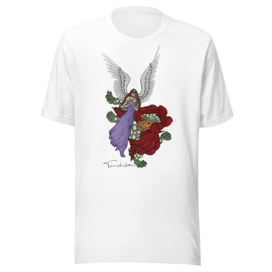 Angel With Foo Lion Crew Neck T-Shirt