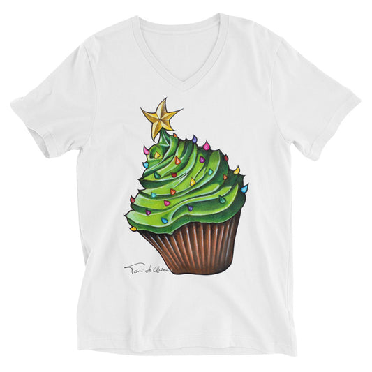 Christmas Cupcake V-Neck T-Shirt
