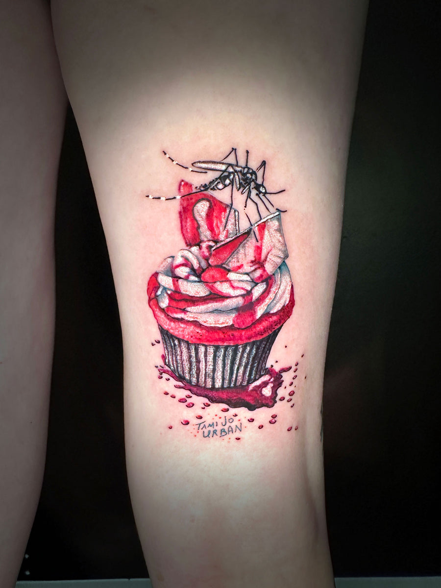 Bloody Mosquito Cupcake Tattoo