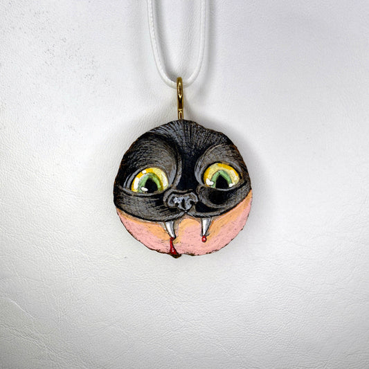 Cat Bite Wooden Slice Pendant
