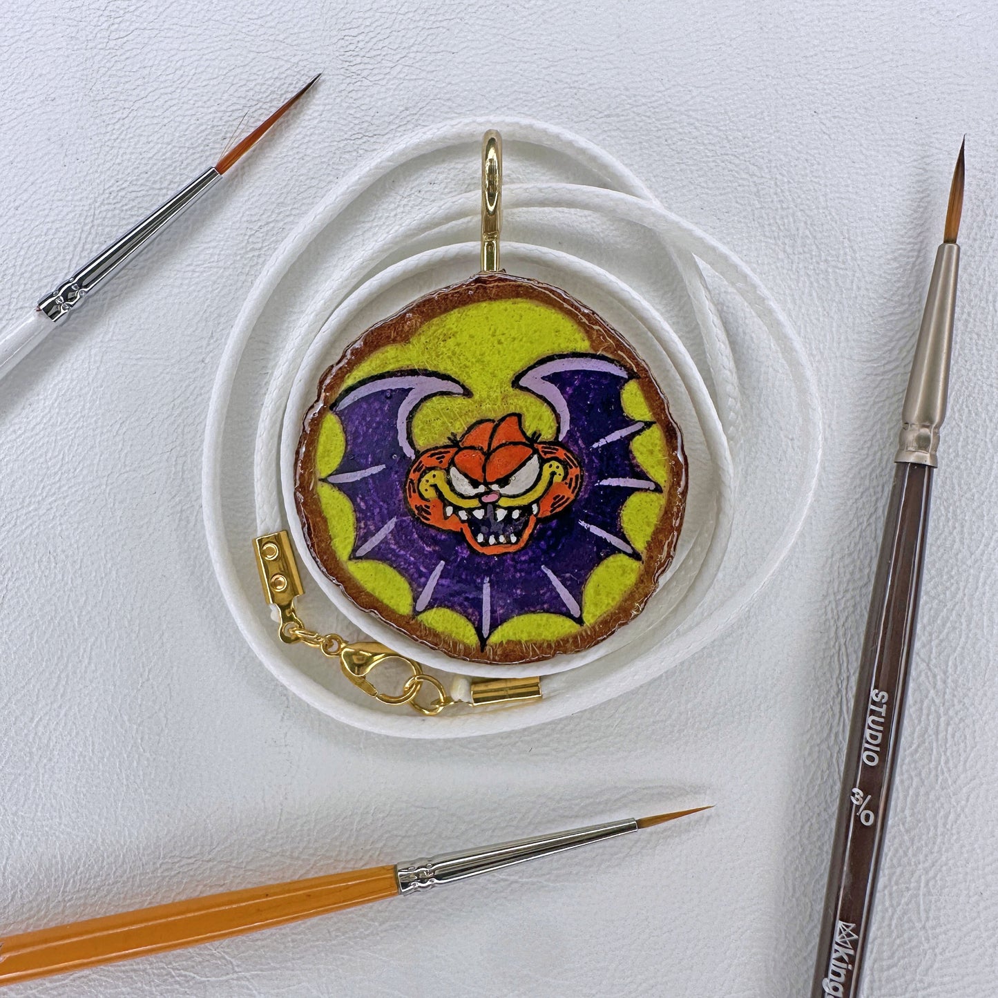Garfield The Bat Wooden Slice Pendant