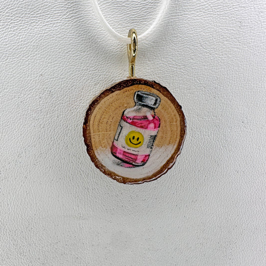 Happy Juice Wooden Slice Pendant