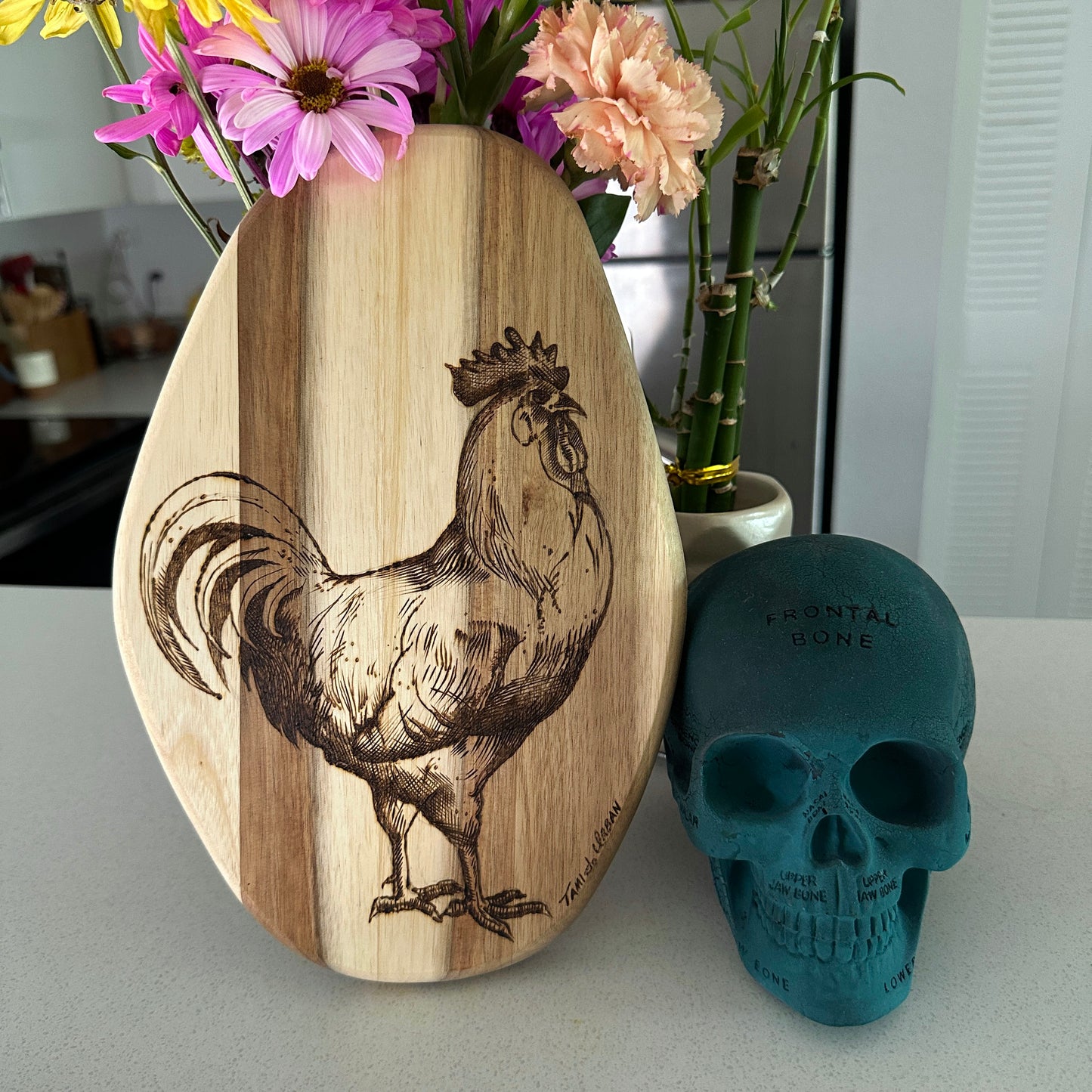 Here Comes The Rooster Cutting Board