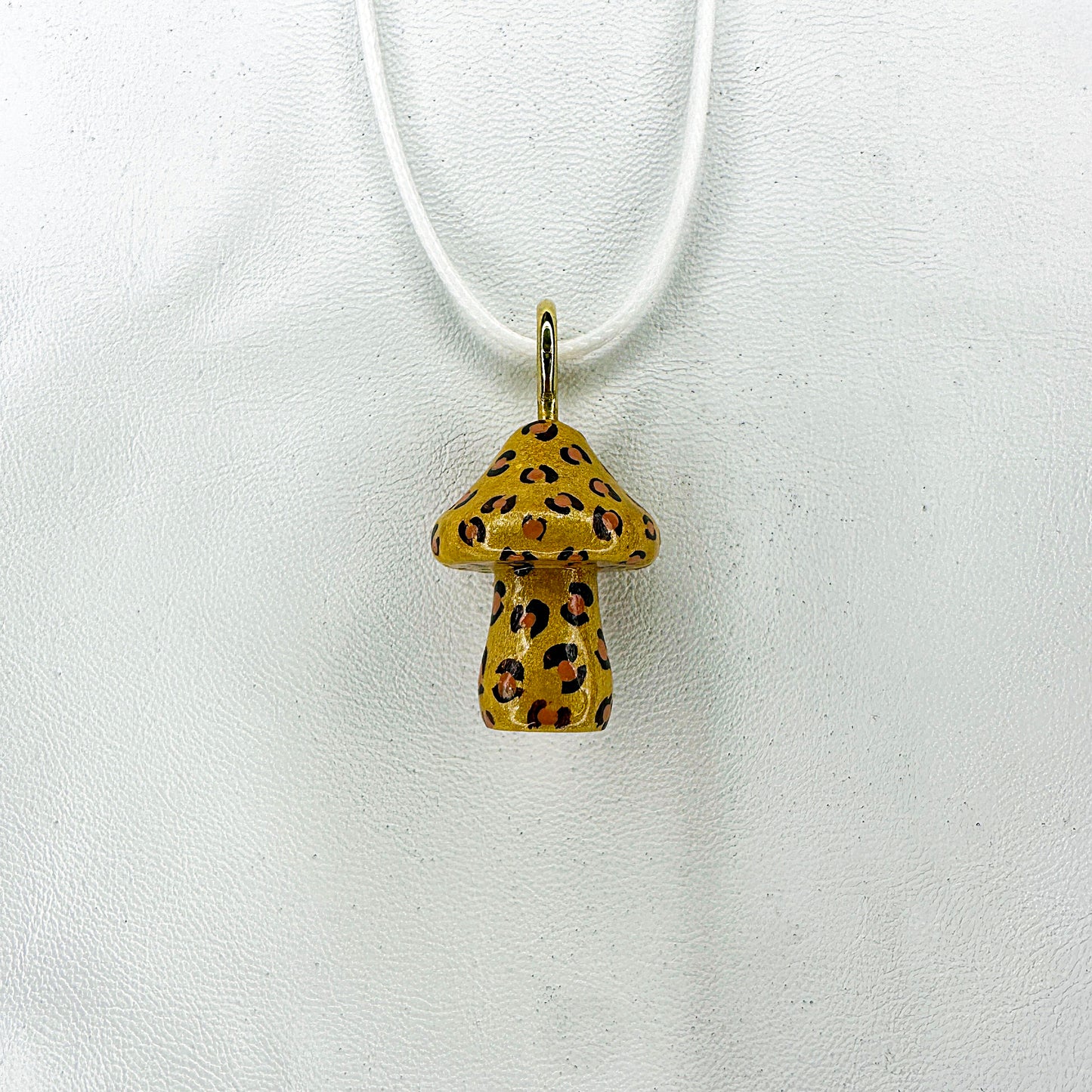 Leopard Spots Wooden Mushroom Pendant