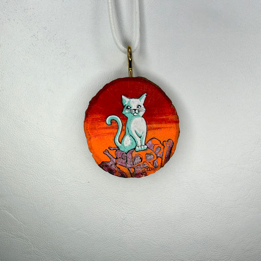Mount Skullmore Cat Wooden Slice Pendant