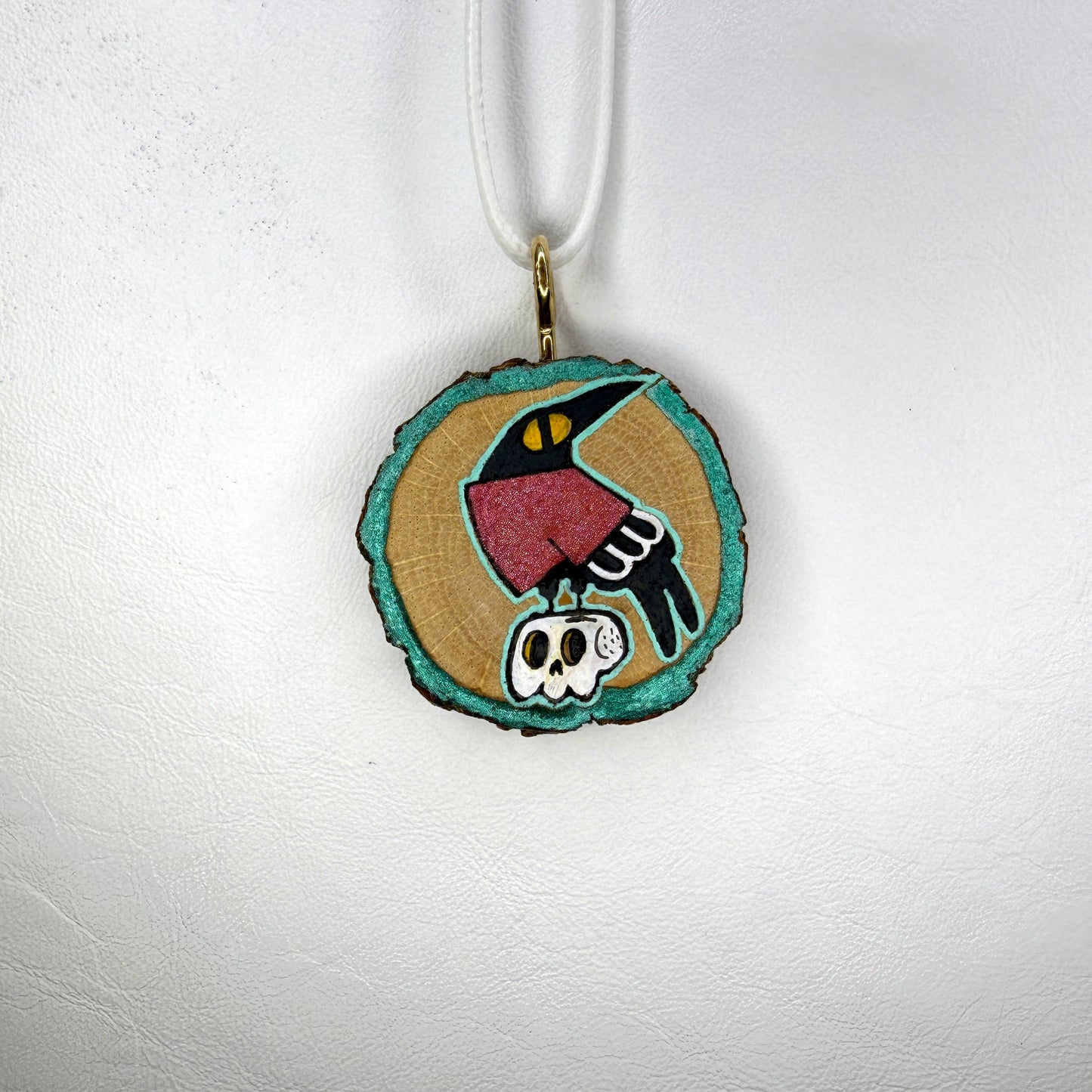 Quoth The Raven Wooden Slice Pendant