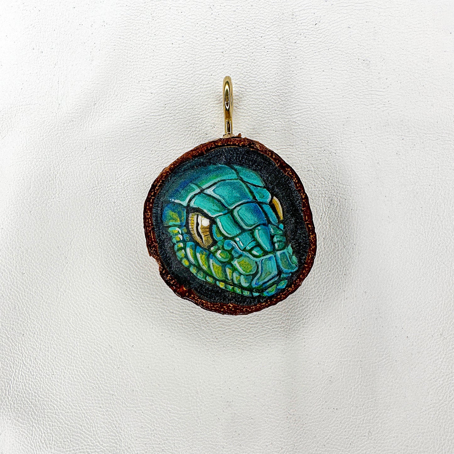 Snake Head Wooden Slice Pendant