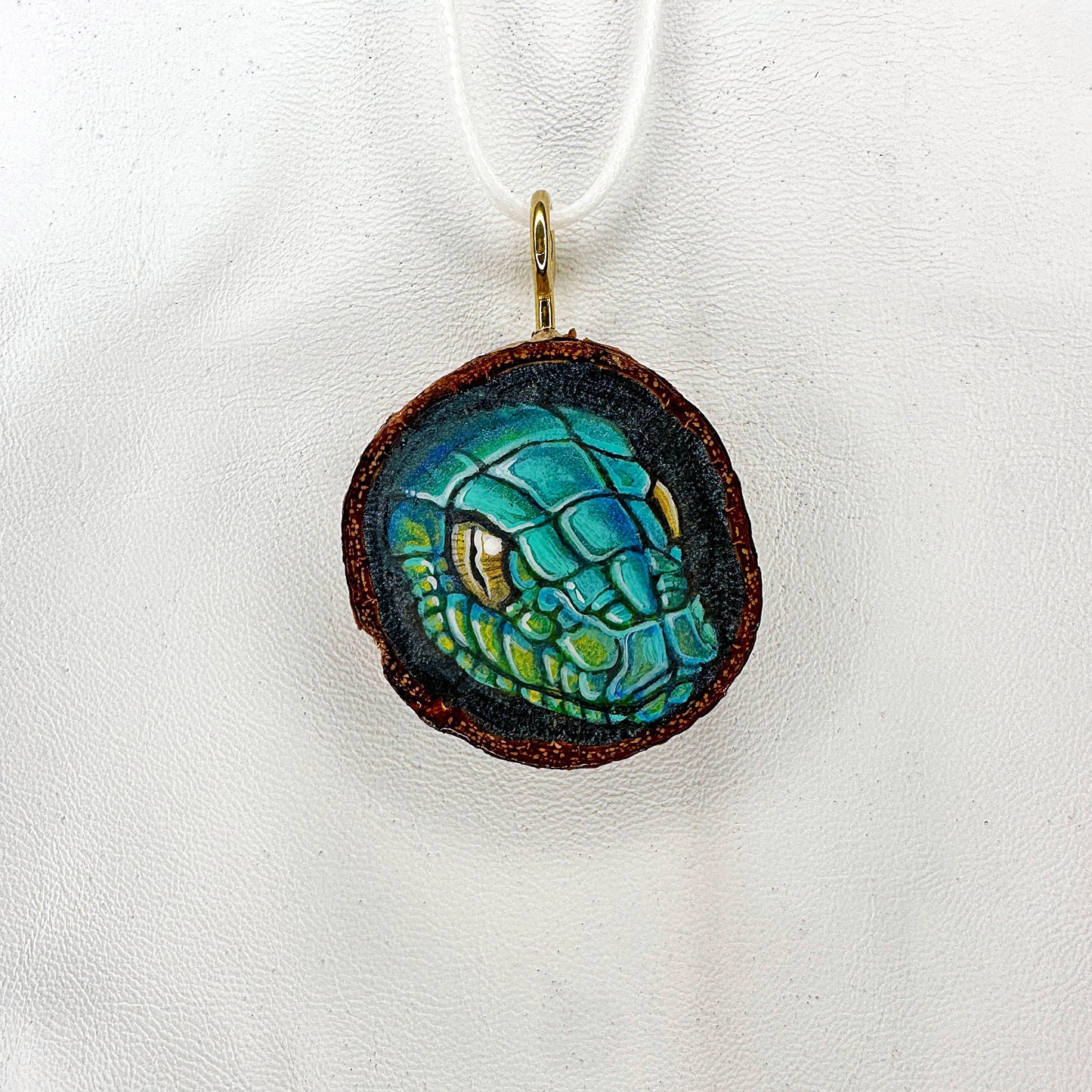 Snake Head Wooden Slice Pendant
