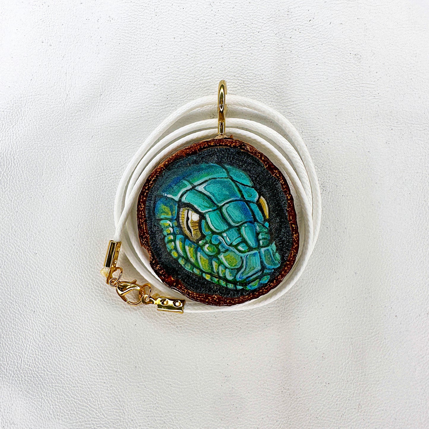 Snake Head Wooden Slice Pendant