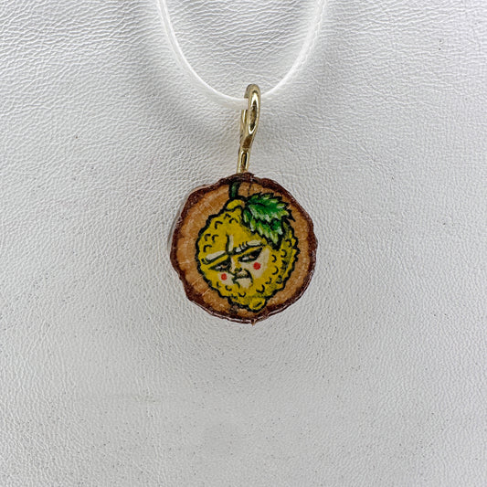 Sour Lemon Wooden Slice Pendant