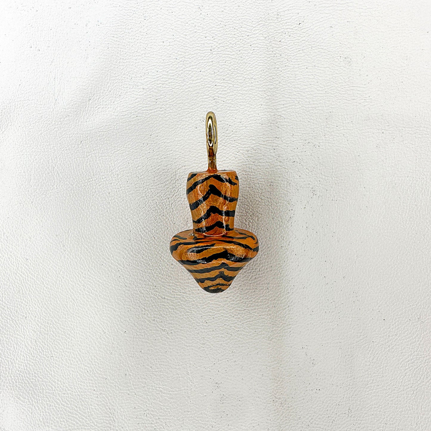 Tiger Stripes Wooden Mushroom Pendant