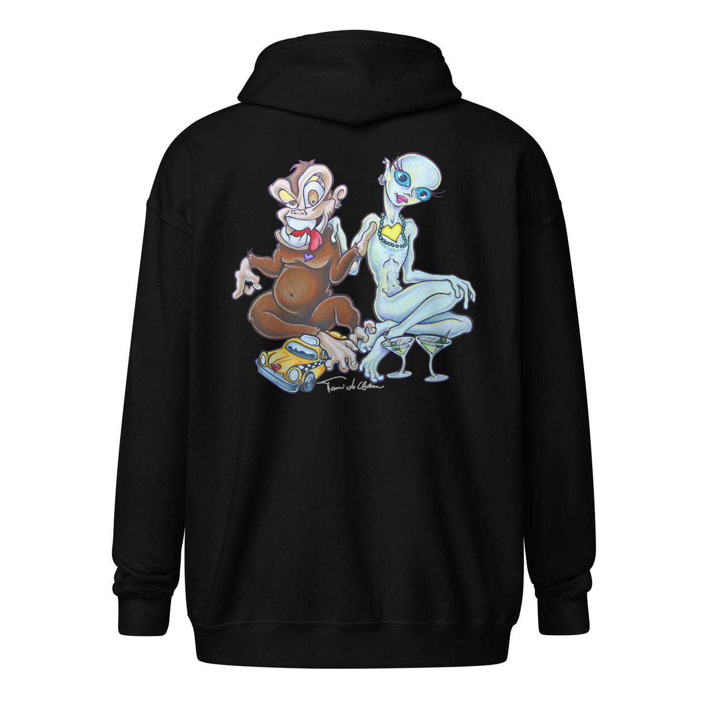 A Monkey And An Alien Stepped Into A Cab Zip Hoodie