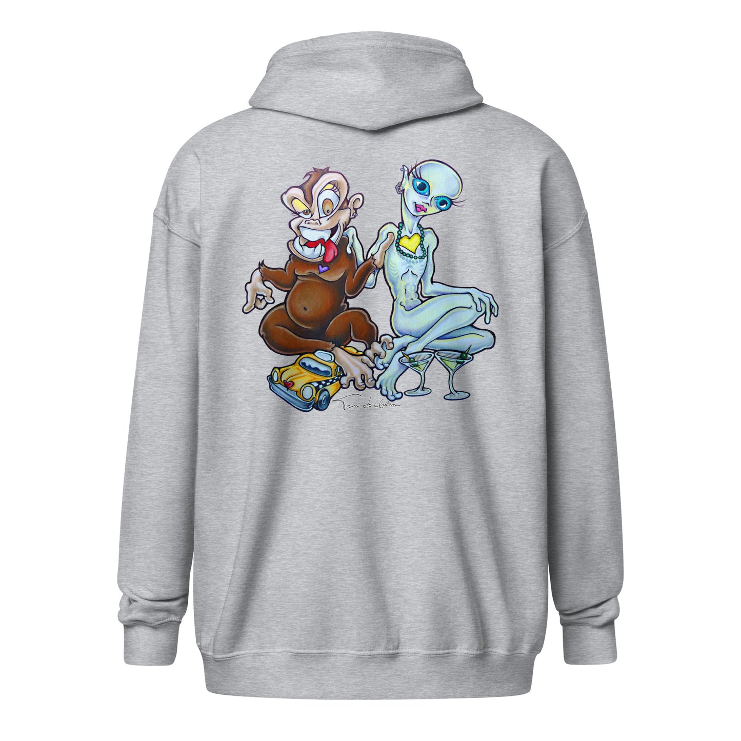 A Monkey And An Alien Stepped Into A Cab Zip Hoodie