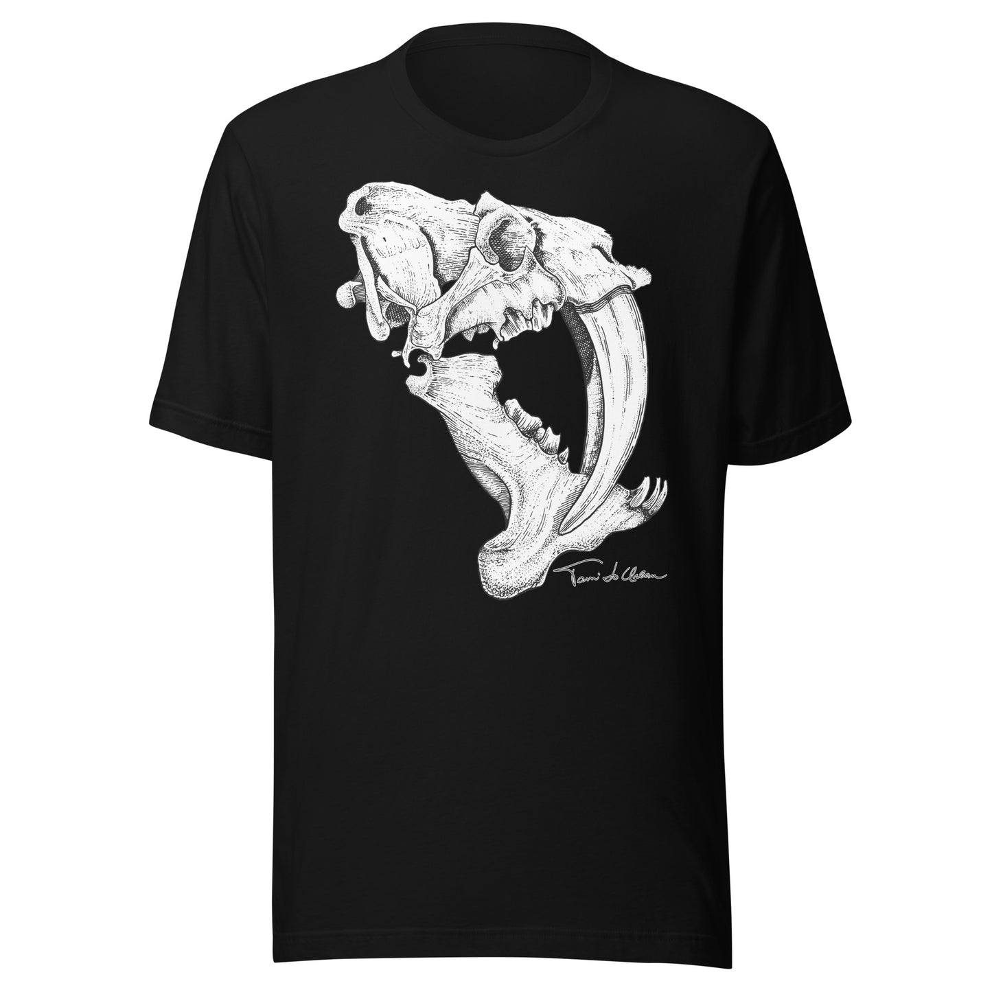 Saber Tooth Tiger Skull Crew Neck T-Shirt