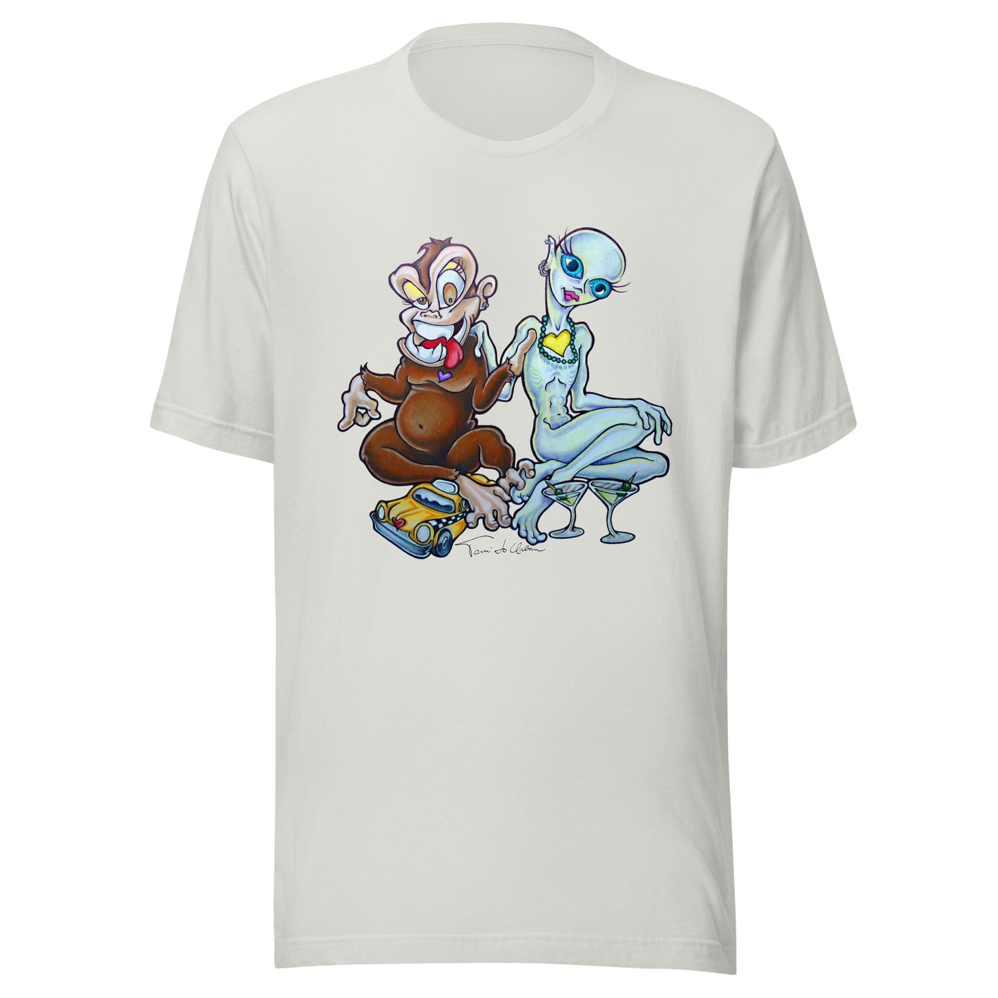 A Monkey And An Alien Stepped Into A Cab Crew Neck T-Shirt