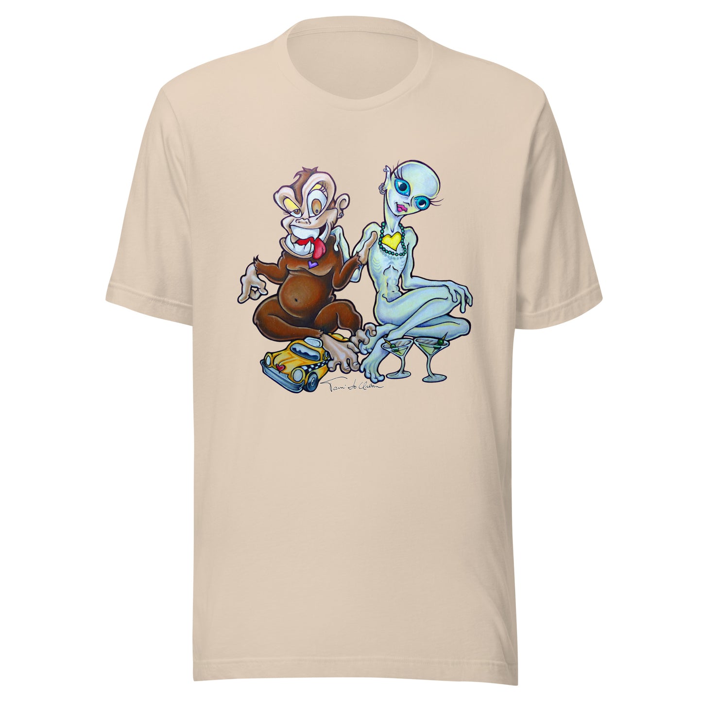 A Monkey And An Alien Stepped Into A Cab Crew Neck T-Shirt