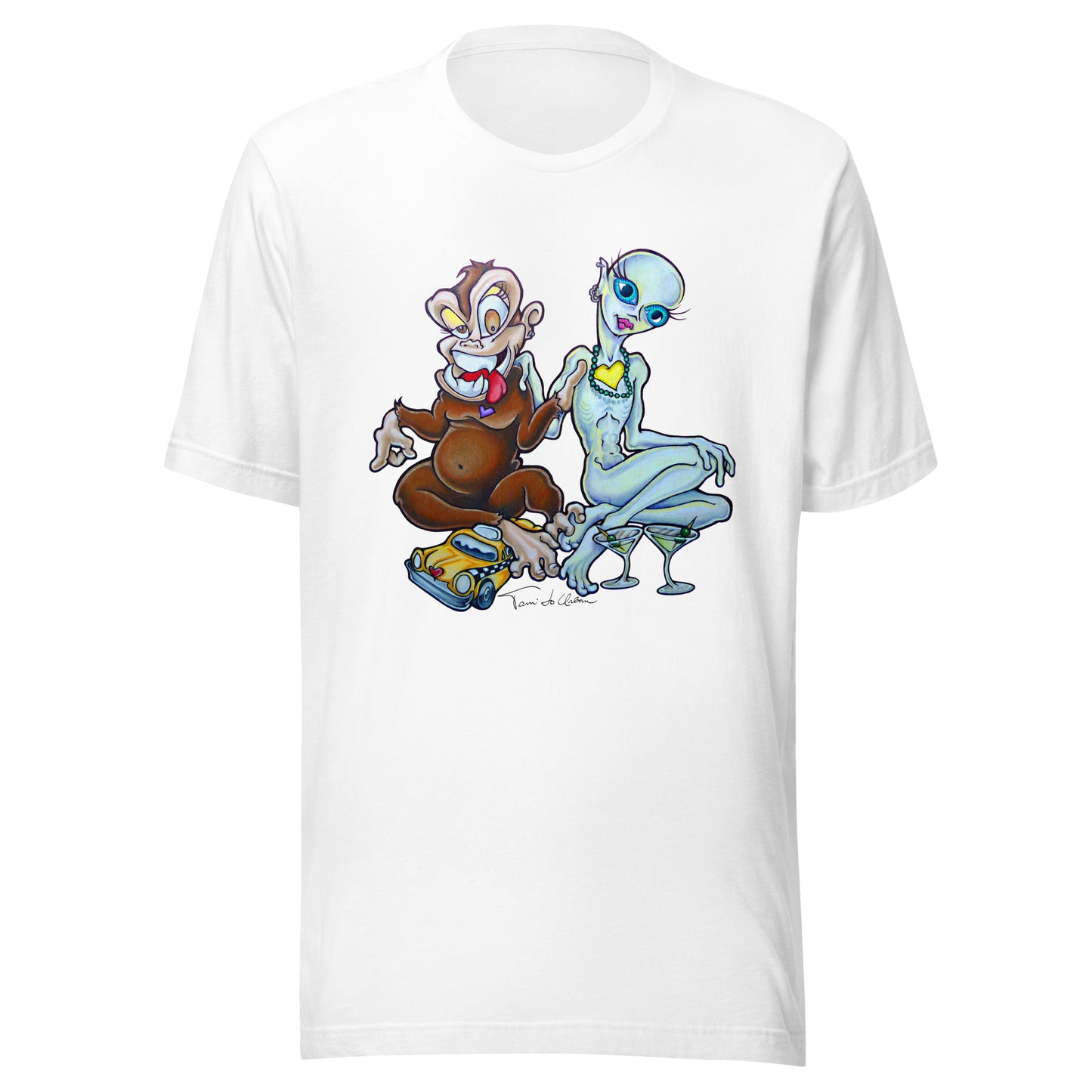 A Monkey And An Alien Stepped Into A Cab Crew Neck T-Shirt