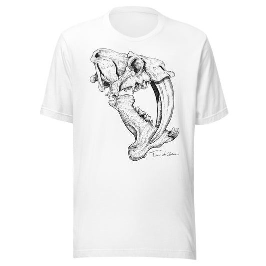 Saber Tooth Tiger Skull Crew Neck T-Shirt