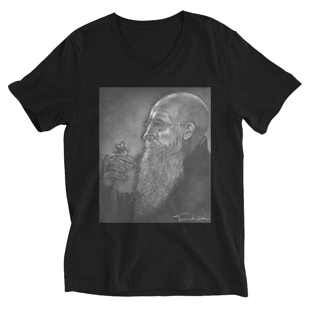 Father Solanus With A Bumblebee V-Neck T-Shirt