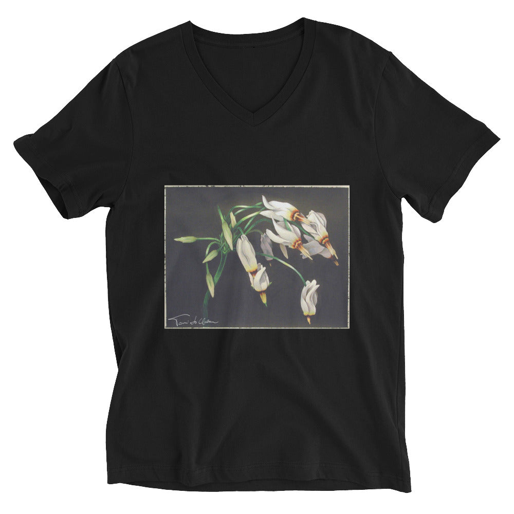 Shooting Stars (Primula meadia) V-Neck T-Shirt