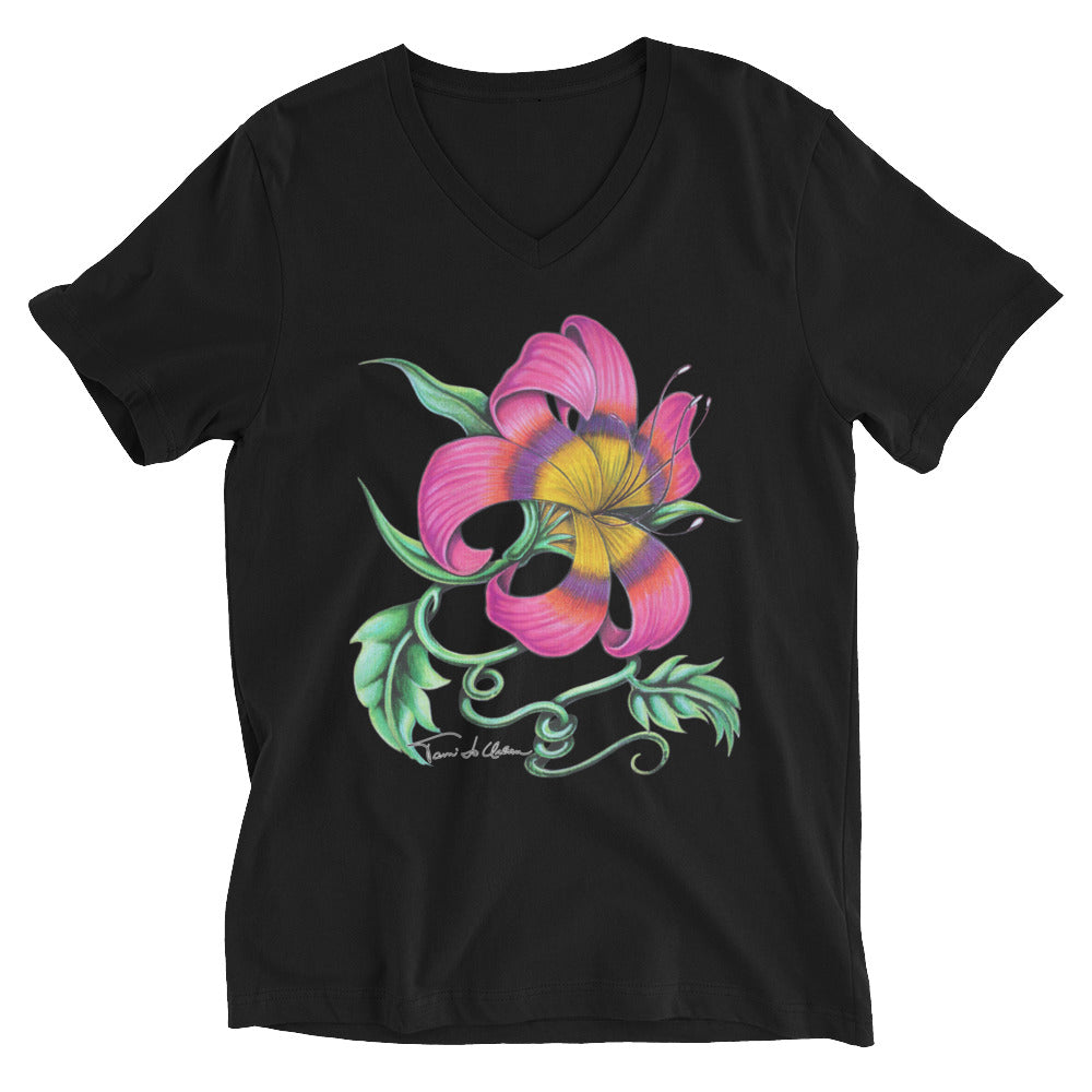 Hawaiian Flower V-Neck T-Shirt