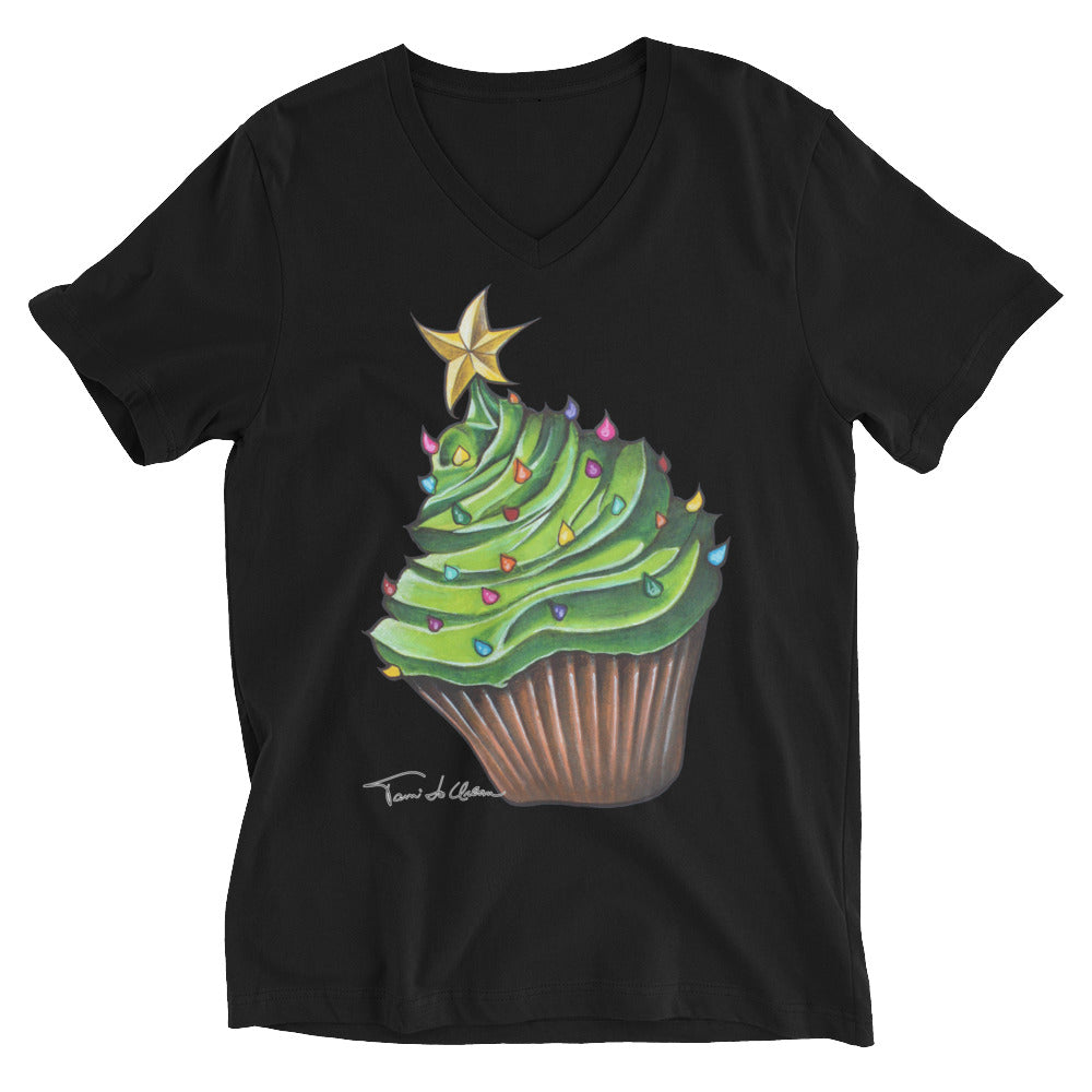 Christmas Cupcake V-Neck T-Shirt