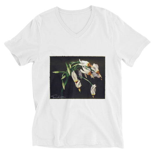 Shooting Stars (Primula meadia) V-Neck T-Shirt