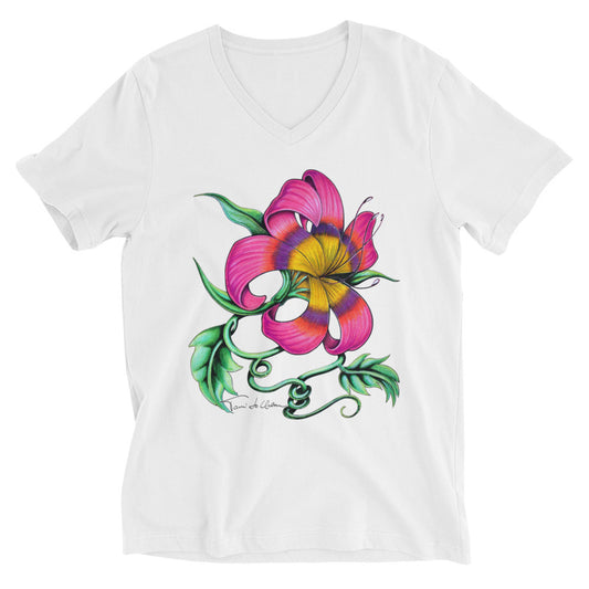 Hawaiian Flower V-Neck T-Shirt